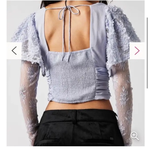 Free People Dream Of You Top Light Blue Long Sleeve Lace Sz XS - Picture 3 of 9